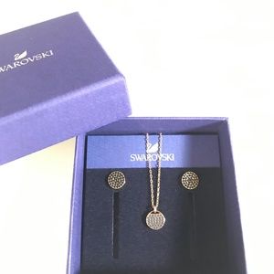 SWAROVSKI BLACK GOLD CIRCULAR EARRINGS NECKLACE